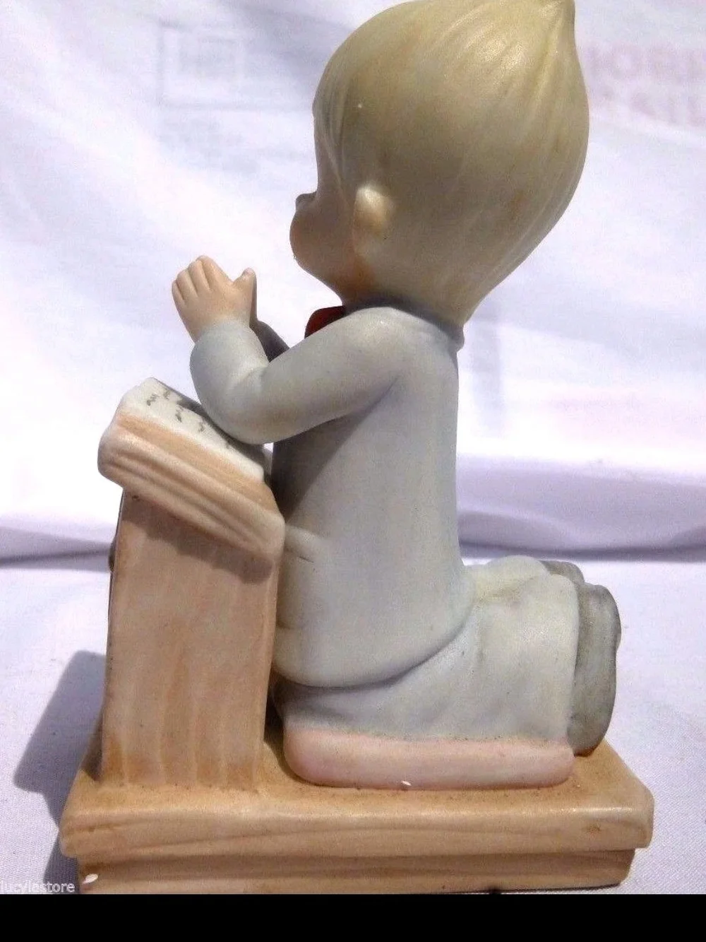 Vintage Lefton Prayer Boy Baby Piano Figurine Bisque Treasures Collection 1984